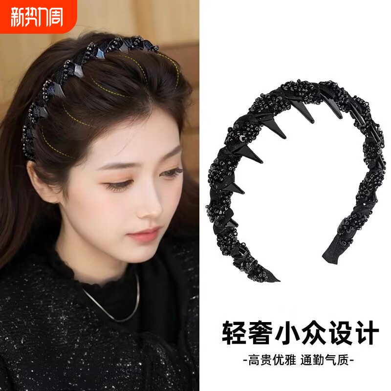 路易斯赫本风发箍女2025新款高级感轻奢水钻高颅顶头箍压发卡头饰