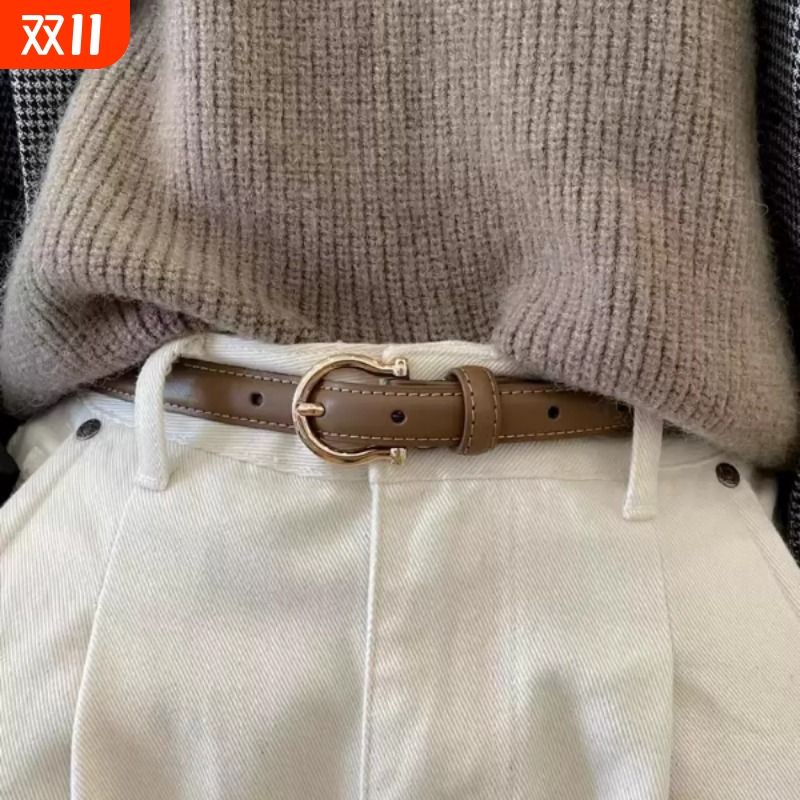 韩国东大门新款小皮带简约百搭细腰带黑色高级感装饰裤带学生女士