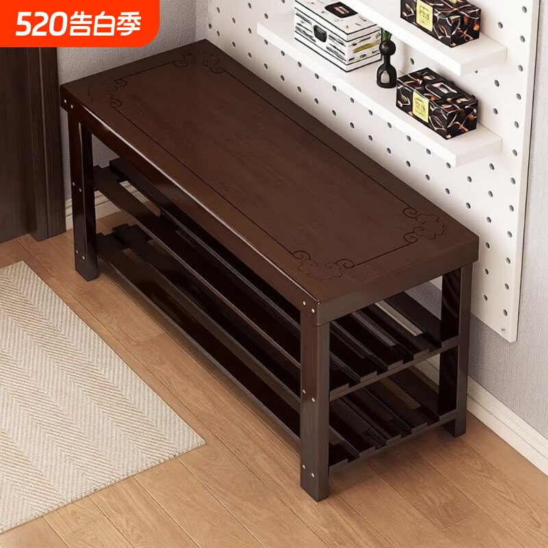 换鞋凳鞋架门口家用鞋柜坐凳一体入户穿鞋凳可坐式实木长条凳多层