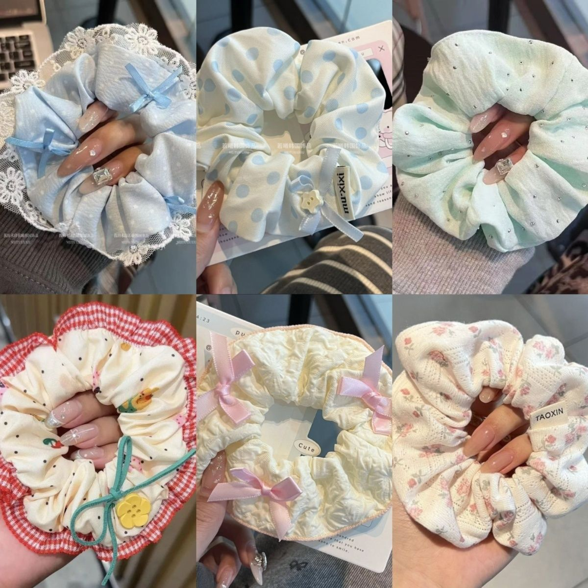 公主ins蝴蝶结蕾丝韩版马尾大肠发圈可爱奶油甜妹发绳波点芭蕾风