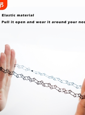颈带项圈学生纹身脖饰女欧美编织松紧弹性项链鱼线女锁骨链