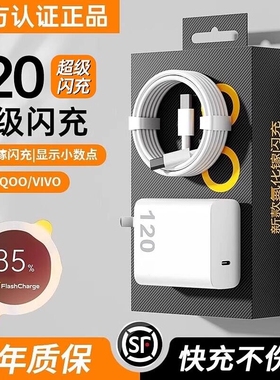 VIVO充电器120W超级闪充原装正品80W快充头IQOO/Neo7/pro/Neo8/9/10Pro/X200插头正品套装双type-c快充数据线