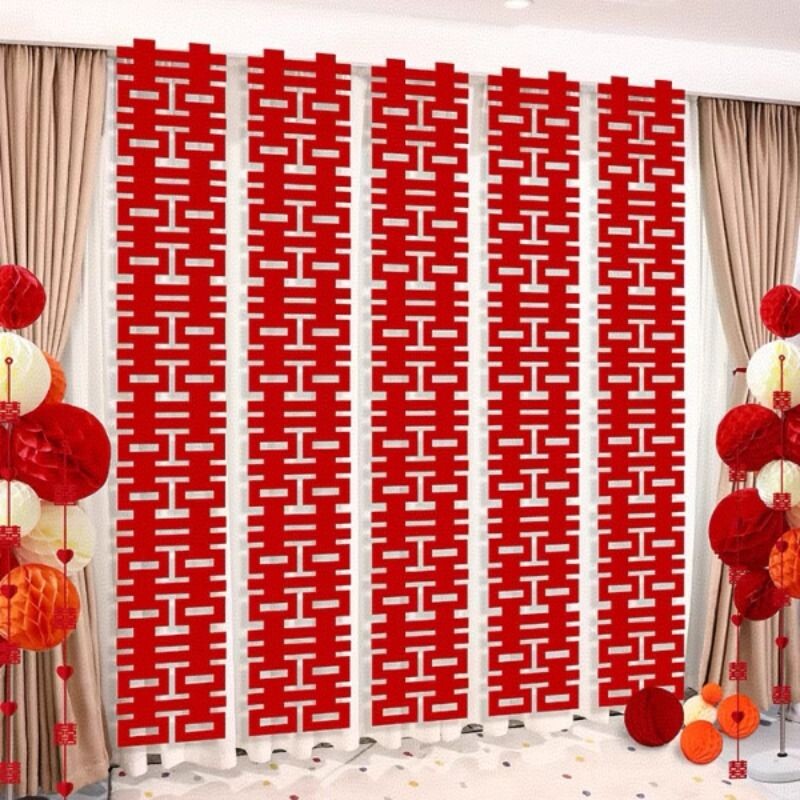 婚房布置六连喜字长条结婚订婚挂件囍字拍照道具装饰农村院子庭院图片