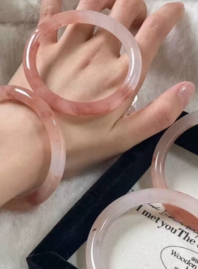 爆款圆条金丝玉桃花酿仿手镯新疆气质粉色可爱甜美系百搭温柔女款