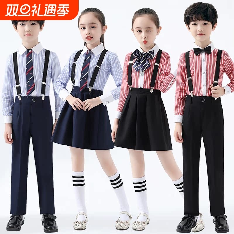 男童背带裤演出服儿童朗诵表演服