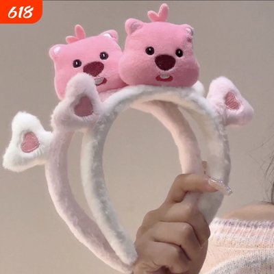 可爱发箍loopy海狸束发带少女心毛绒露比发箍洗脸学生女卡通发饰