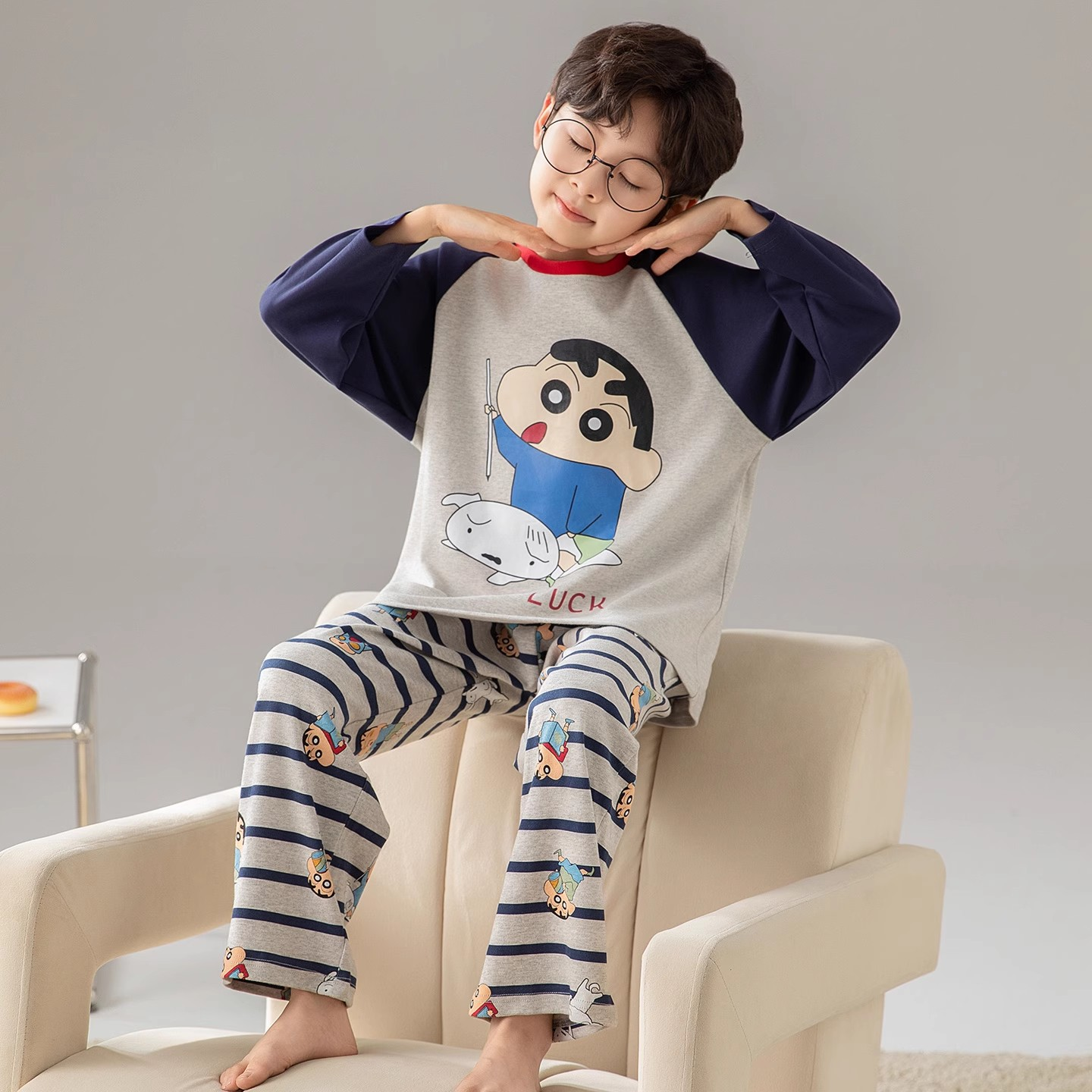男童睡衣秋衣卡通纯棉长袖青少年