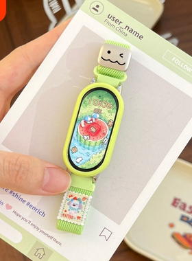 适用小米手环10表带9尼龙编织磁吸8弹力运动可爱多巴胺高级7/6NFC陶瓷版智能腕带春夏季透气黑色红色透明白色