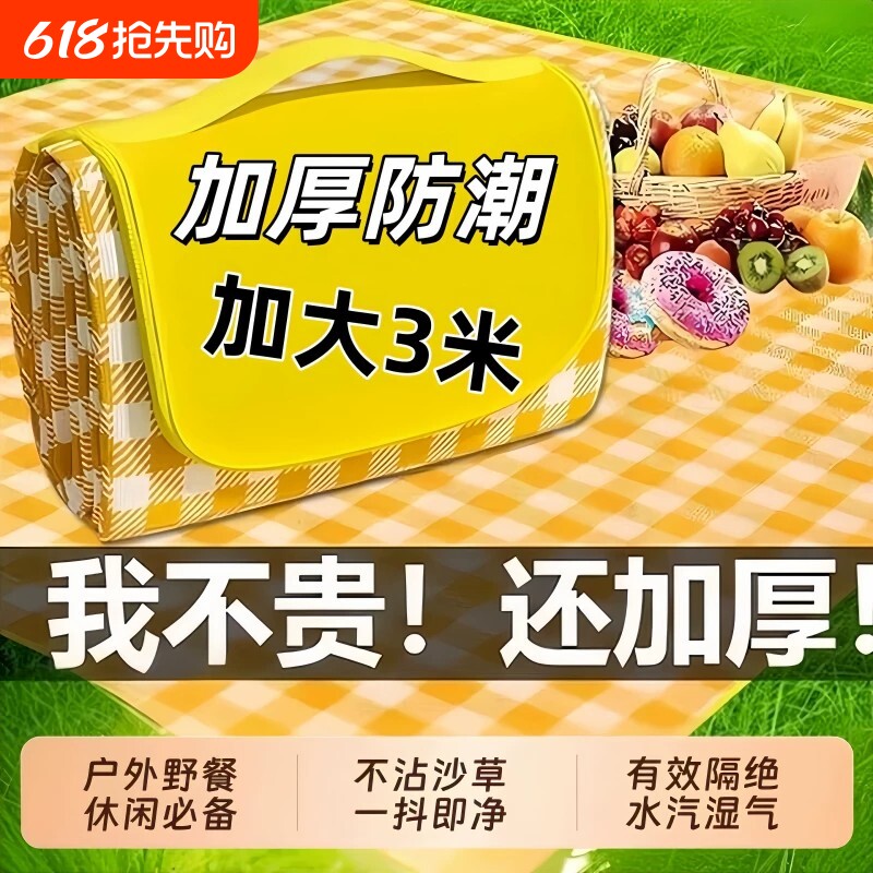 野餐垫防潮垫加厚户外野炊野营沙滩帐篷地垫春游坐垫防水草坪垫子