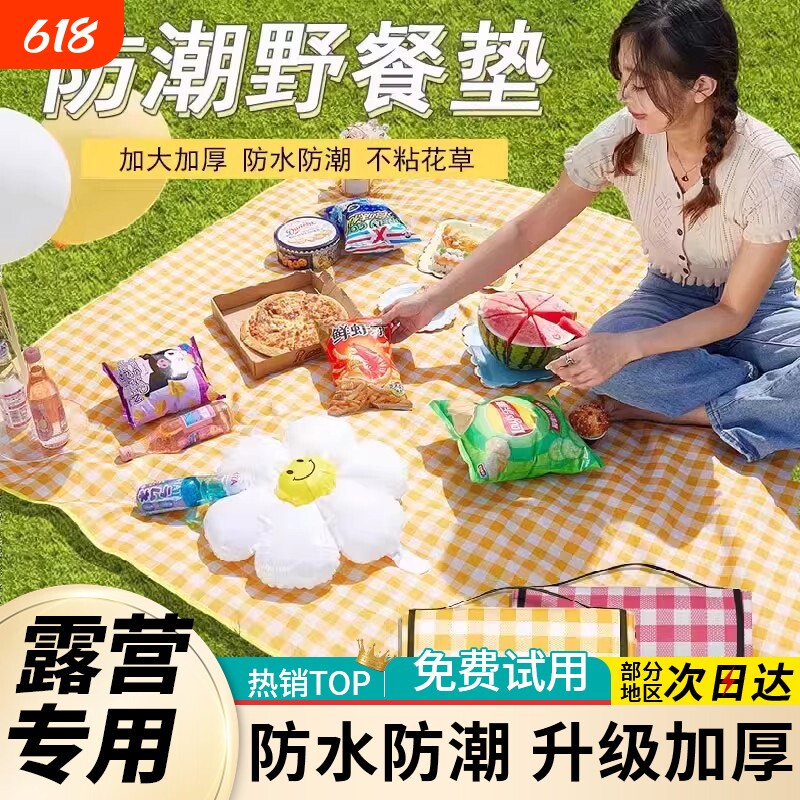 春游户外野餐垫防潮垫可折叠款便携式沙滩垫帐篷露营草坪野营地垫