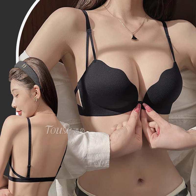 U型美背内衣女小胸聚拢显大性感细肩带前扣露背文胸罩夏2025新款