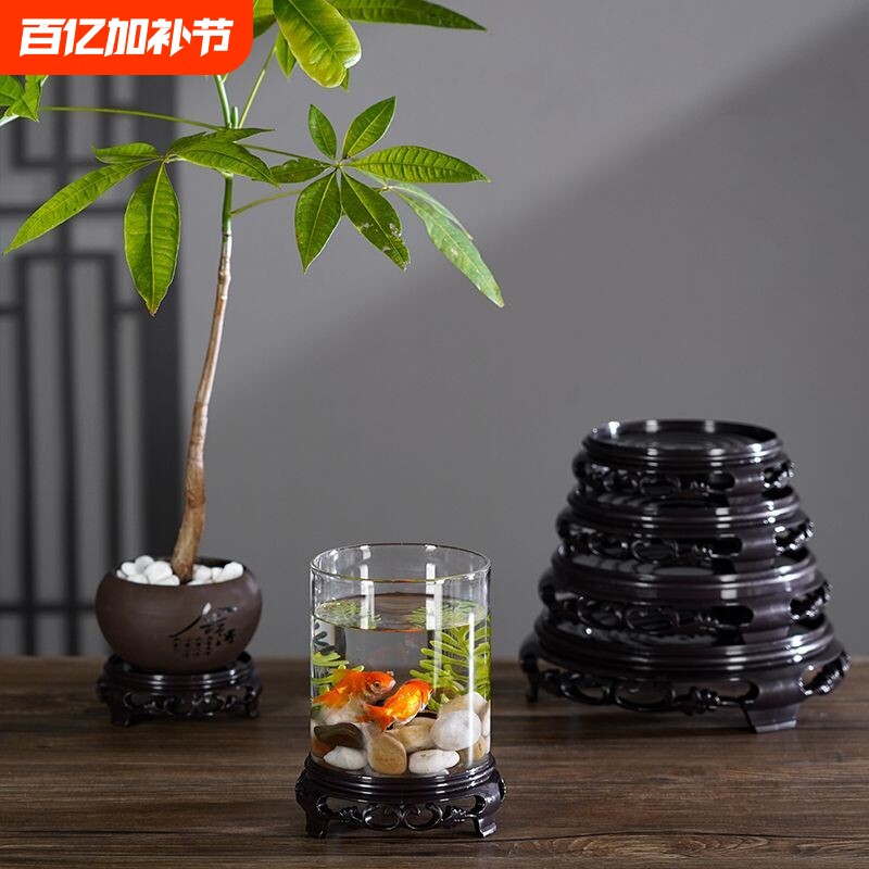 花盆托盘底座摆件方圆形塑料茶壶酒坛多肉兰花瓶奇石鱼缸花盆底坐