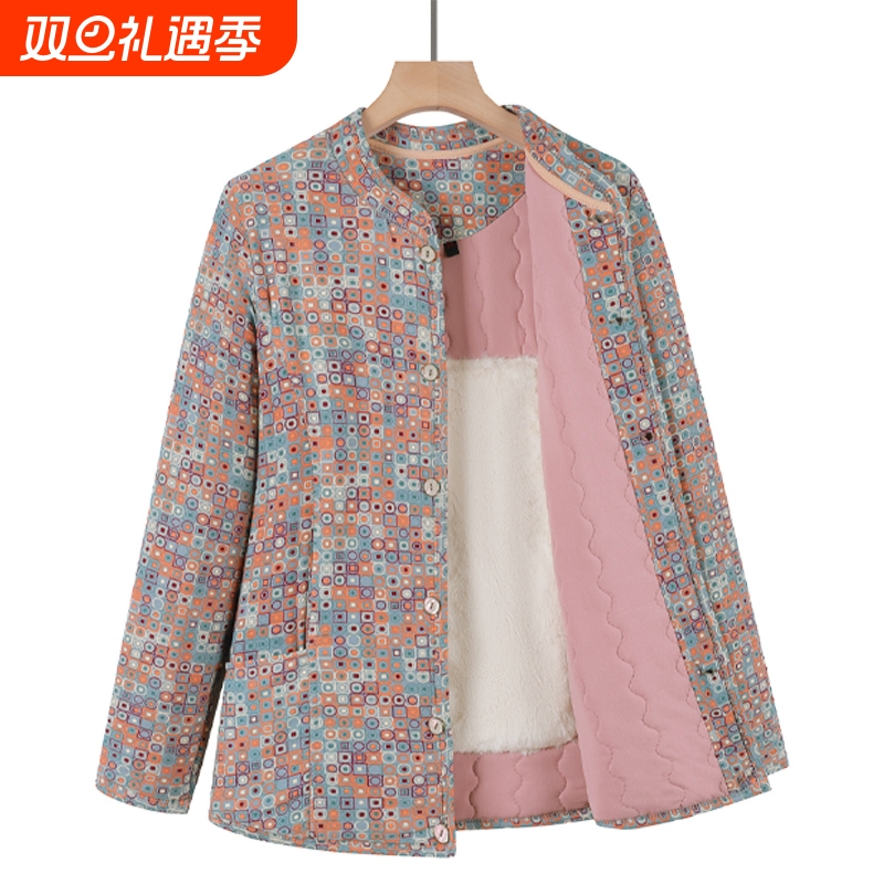 妈妈秋冬装驼绒加厚棉衣中老年人女棉袄保暖内胆奶奶短外套棉服 - 封面