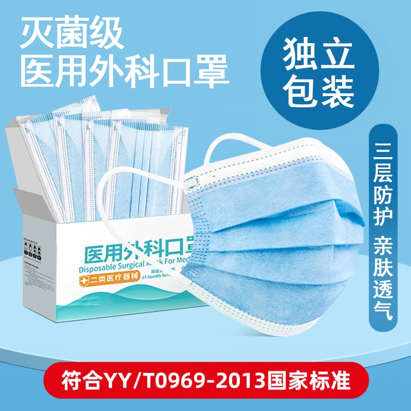 医用外科口罩2025夏季薄款透气一次性男女生儿童独立包装灭菌独立