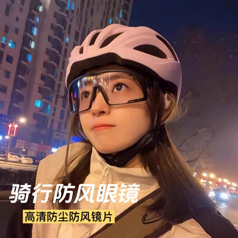 骑行眼镜防风护目镜日夜两用变色透明防虫防紫外线墨镜圆脸专业