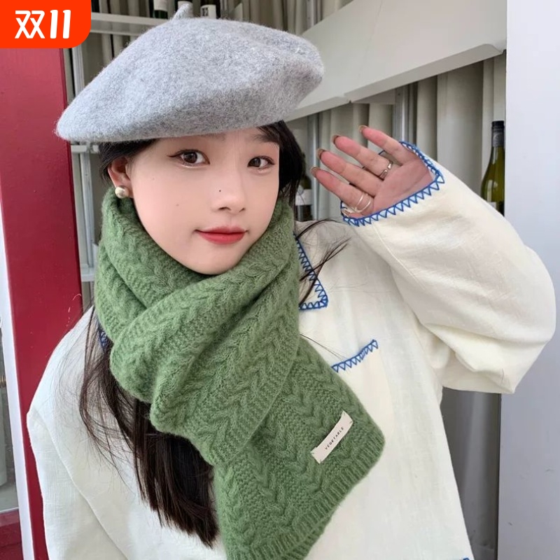 新款韩版礼物含羊毛麦穗针织围巾女冬季保暖软糯加厚毛线围脖百搭