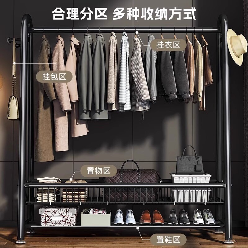 服装店衣帽架可移动晾衣架落地室内加厚挂衣架结实承重衣服收纳架
