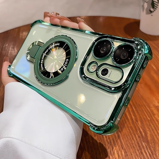 适用opporeno15pro手机壳新款reno15磁吸支架OPPO气囊防摔reno14镜头12全包reno13透明11高级感10硅胶9外壳