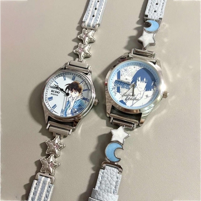 适用于名侦探柯南手表系列手表带工藤新一毛利兰腕带气球星星18mm替换带创意拼接腕带蓝色20mm/22mm