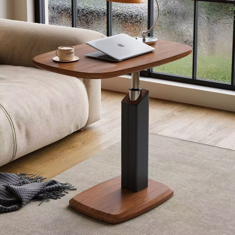 马鞍皮升降边几沙发卡几小茶几可移动客厅迷你电脑桌子床头桌