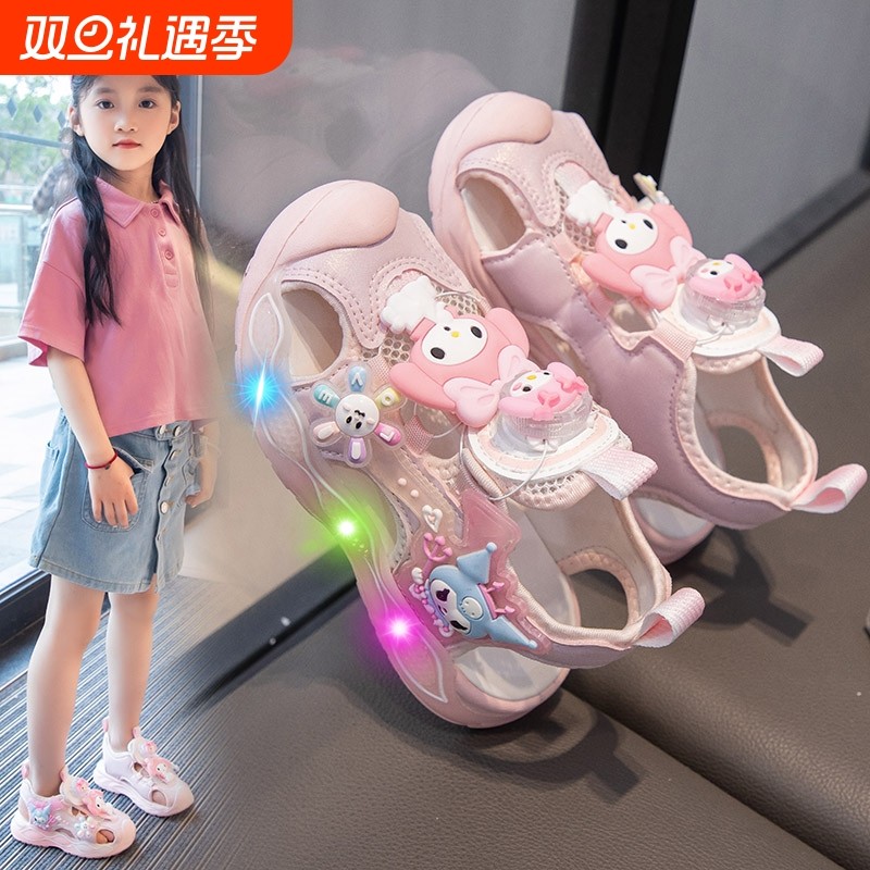 夏季新款美乐蒂女童包头凉鞋儿童公主鞋防滑女孩软底库洛米沙滩鞋
