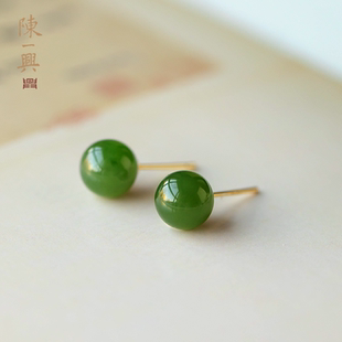 温润如玉 天然和田玉纯银耳钉简约百搭小巧精致高级感耳饰夏