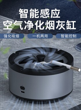 自吸小型负离子空气净化器车载多功能烟灰缸带盖防飞灰可logo