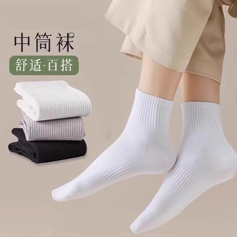 芬腾可安白色袜子男士中筒夏款短袜防臭运动春秋情侣运动短袜