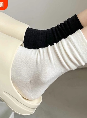 堆堆袜子女2026新款爆款春夏薄款纯棉中筒袜女月子袜白色无骨长袜