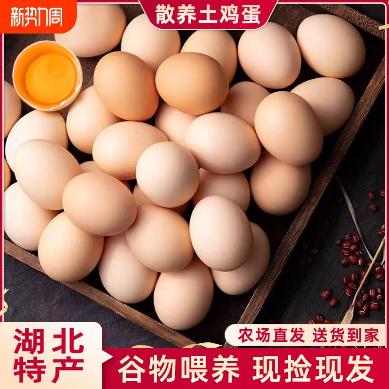 正宗土鸡蛋大别山散养新鲜笨鸡蛋柴鸡蛋虫草鸡蛋无腥无抗谷物鲜蛋