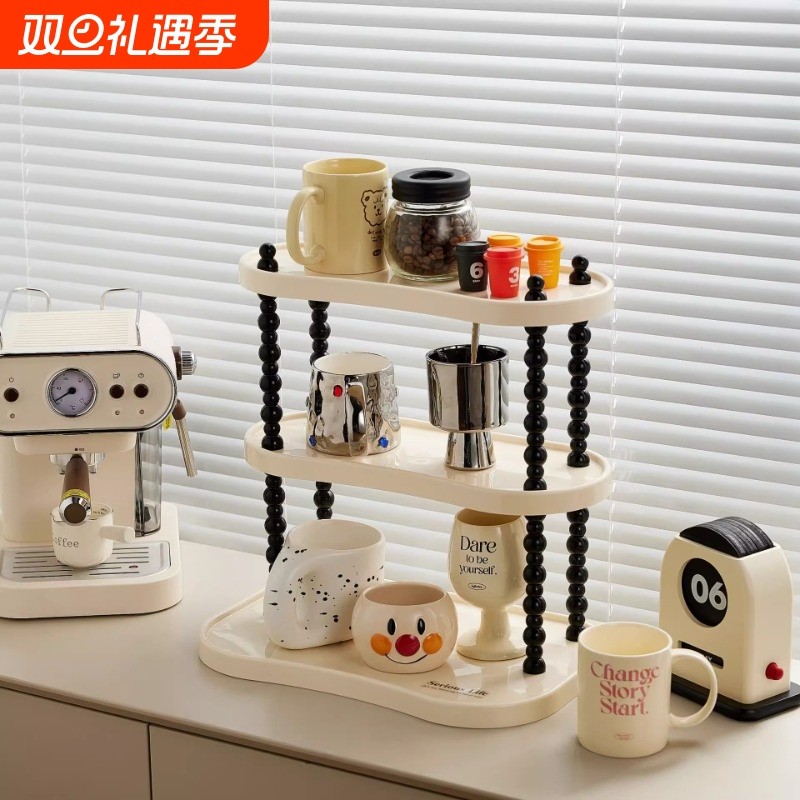 高级奶油风化妆品多层置物架