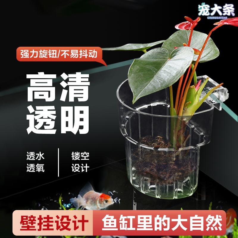 鱼缸水培篮水草种植杯壁挂式挺水植物固定神器鱼缸造景装饰亚克力