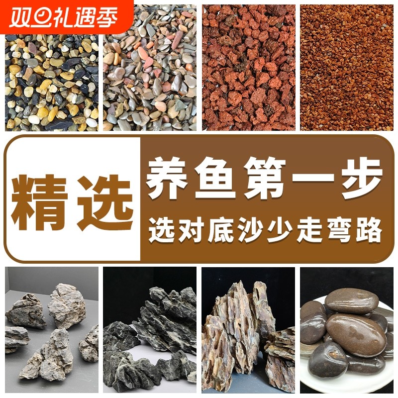 鱼缸天然底砂造景南美装饰溪流石头乌龟铺底沙子生态水晶雨林养鱼