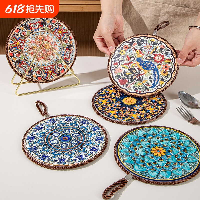 复古隔热垫耐高温砂锅防烫垫珐琅锅垫子陶瓷新中式餐桌餐盘垫桌面