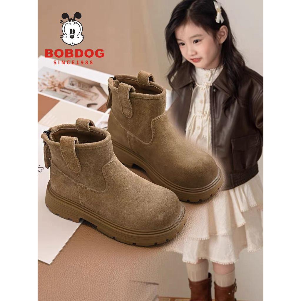 巴布豆女童靴子秋冬新款时尚2025年马丁靴儿童百搭短靴女孩洋气靴