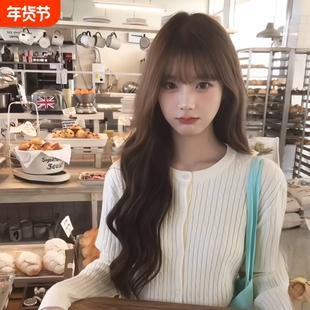 假发女长发自然全头套式大波浪长卷发水波纹仿真发全真人发假发套