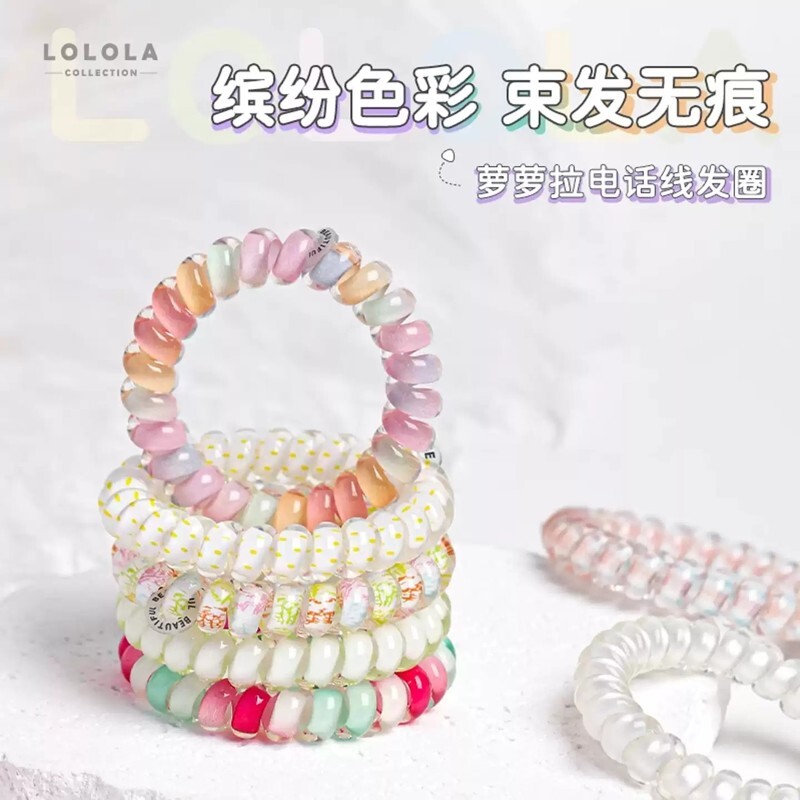 lolola萝萝拉电话线发圈发箍高级感女头绳透明高颜值发绳扎头皮筋图片