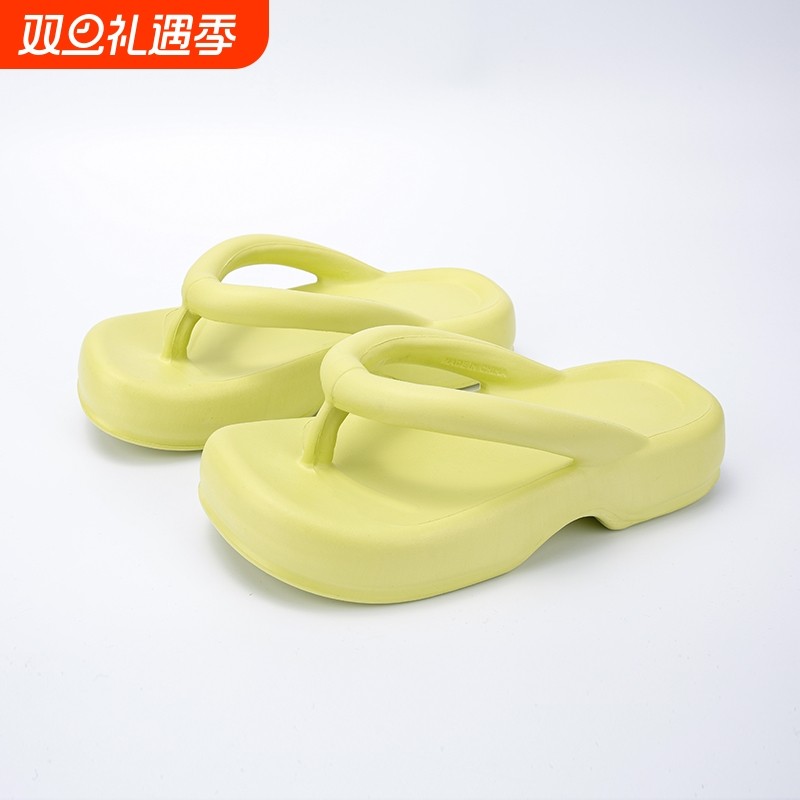 露思同款踩屎感厚底人字拖女款高跟夹脚拖鞋夏季外穿沙滩凉拖鞋潮