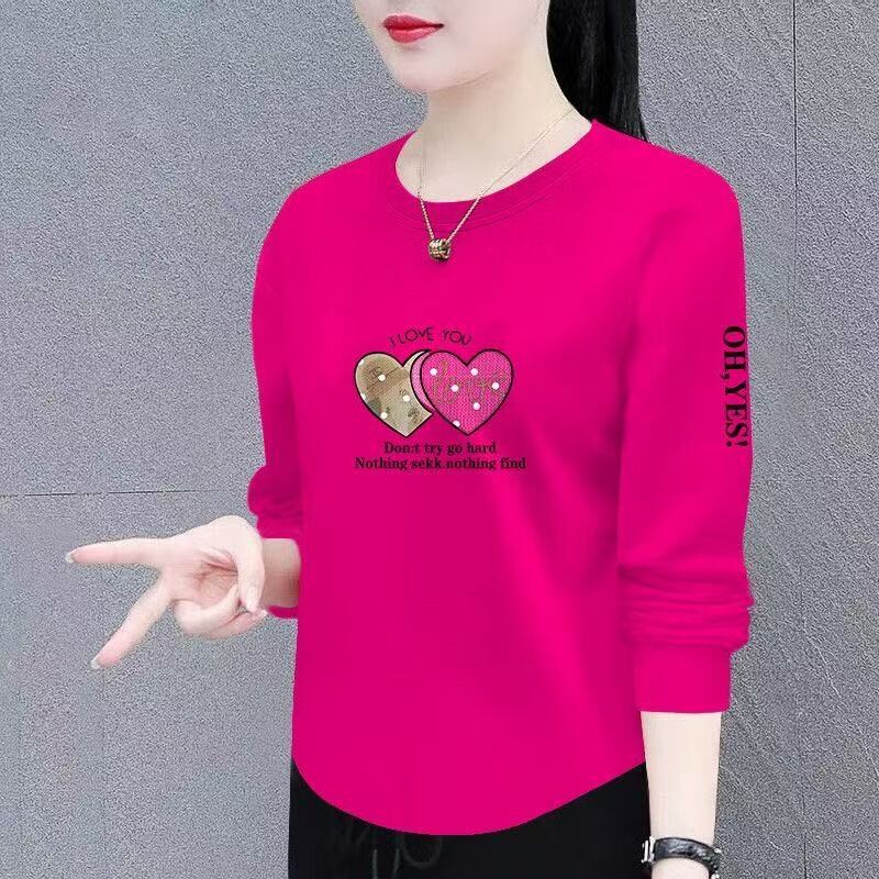 清仓捡漏~尾单大牌剪标纯色宽松遮肚印花百搭长袖T恤上衣服女潮1