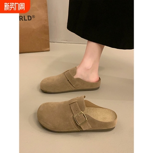 外穿秋夏一脚蹬博肯包头半拖鞋 厚底拖鞋 凉拖 女2025新款 软底勃肯鞋