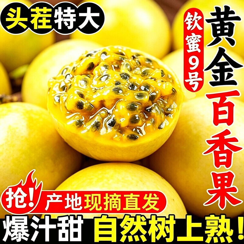 广西钦蜜9号黄金百香果新鲜水果包邮1/2/3/5斤大果纯甜白香黄金果
