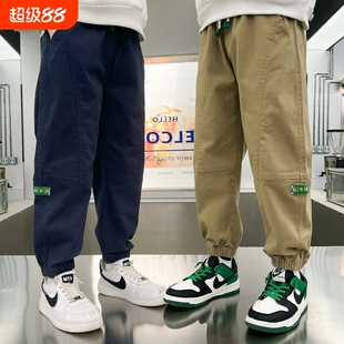 男童裤子春秋2025新款冬季加绒儿童工装裤中大童男孩休闲裤帅气潮