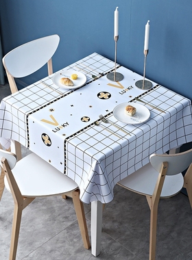 桌布防水防油免洗正方形布艺防烫餐pvc小方桌台布茶几布桌子桌面