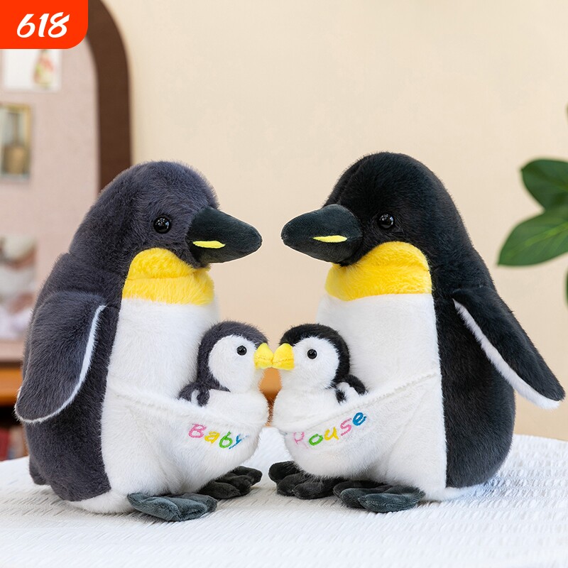 仿真肚兜母子企鹅毛绒玩具公仔海洋馆布娃娃儿童睡觉抱枕玩偶娃娃