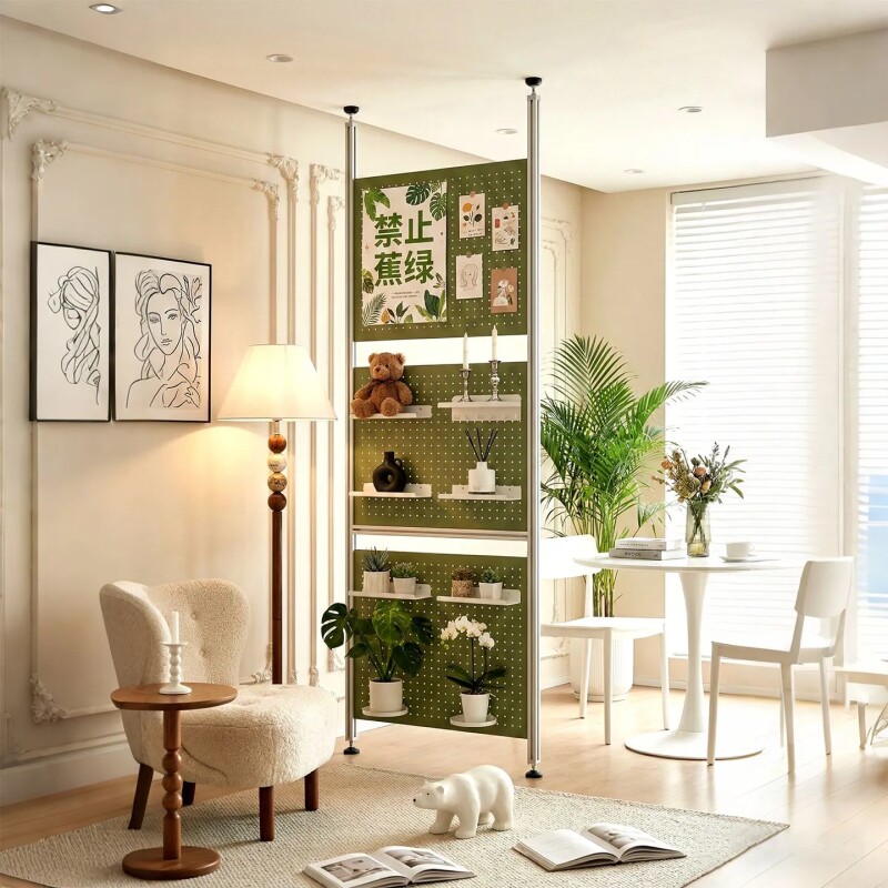 顶天立地洞洞板配件diy衣帽架玄关置物架入户收纳架客厅屏风隔断