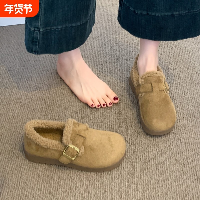 厚底勃肯鞋女款2025新款秋冬季加绒保暖毛毛鞋防滑雪地棉鞋子女鞋,女鞋,勃肯鞋/软木鞋,淘宝优惠券,粉丝福利购,淘宝优惠卷