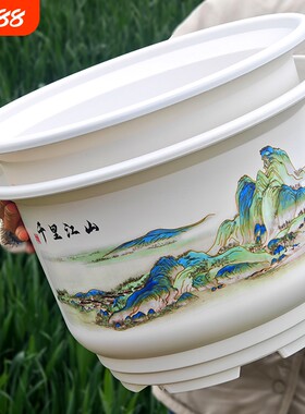 仿陶瓷国风花盆加厚耐用大口径