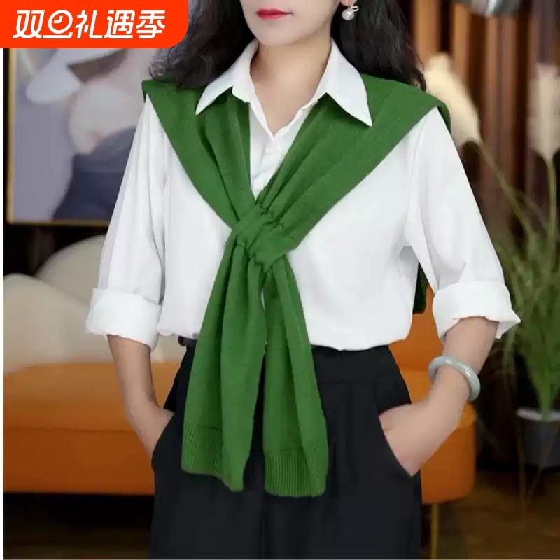 2025新款针织小披肩春夏简约百搭围巾坎肩红色黑色白色绿色蓝色