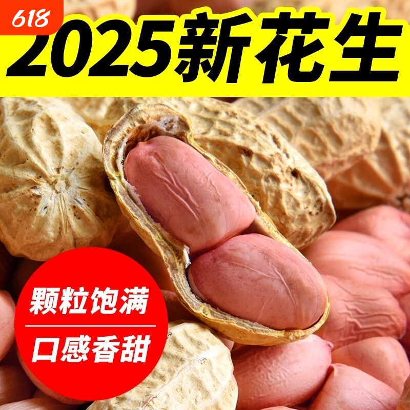 带壳生花生新鲜2026年干花生晒干原味粉红皮农家优质白沙花生果米