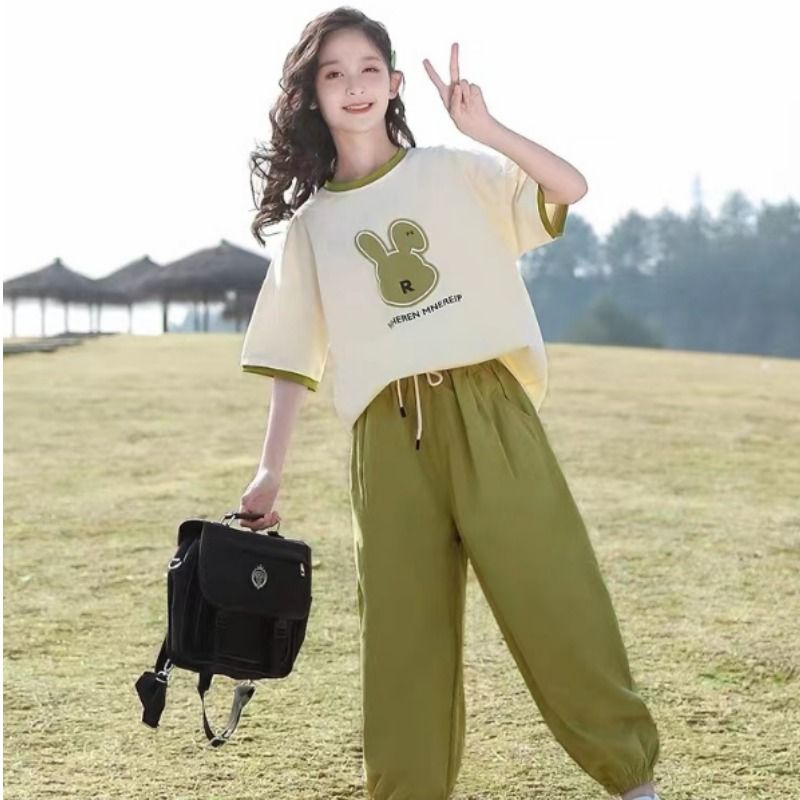女童网红套装2024新款夏装时髦洋气中大童运动儿童夏季女孩两件套